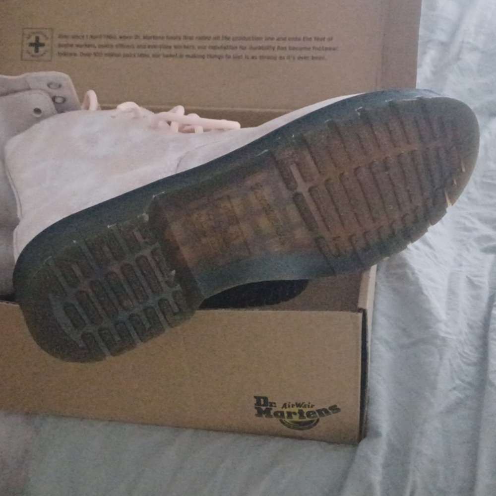 Dr. Martens Women's Pale Pink Suede Lace-Up Boots - Picture 4 of 6